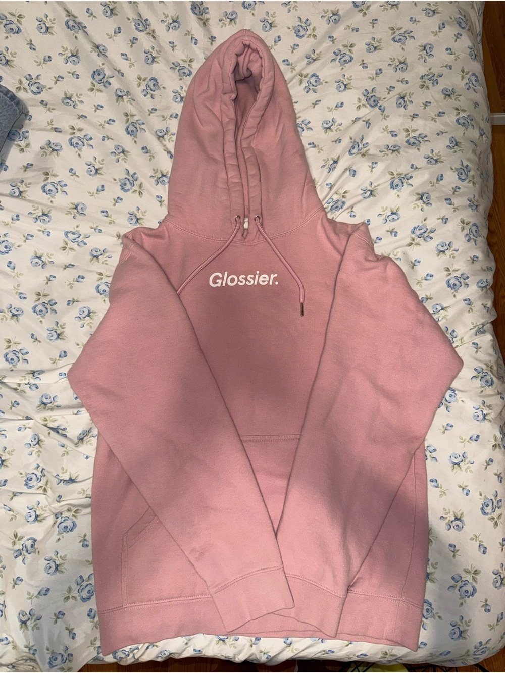 Glossier Dusty Pink Logo Hoodie - Women's Crew/Scoop Neck Sweater